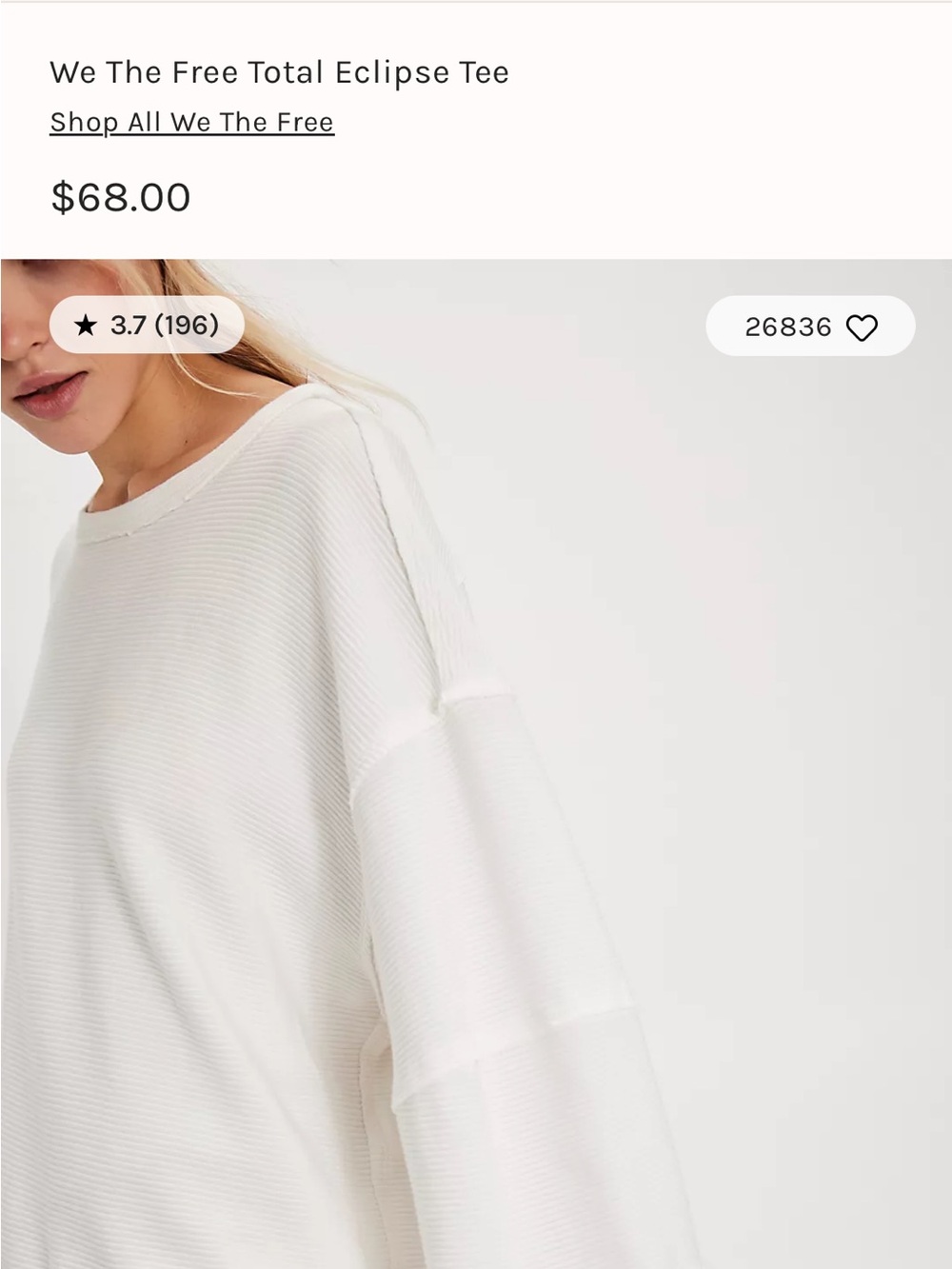 We The Free Cream Ribbed Crewneck Sweater